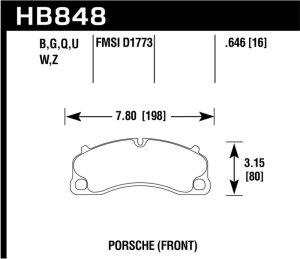 Porsche Cayman GT4 Brake Pads - Front - Hawk Performance - DTC-70 Race - 2016